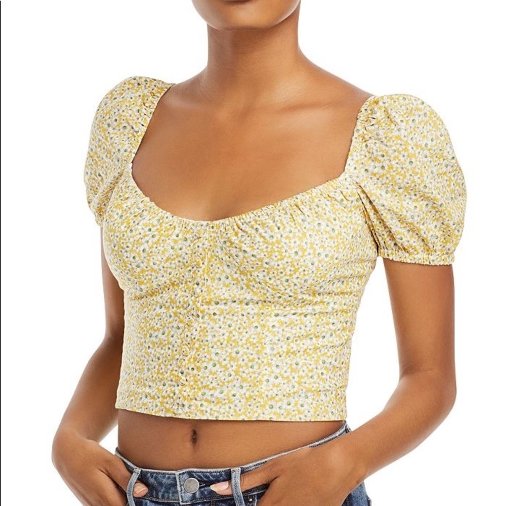 Bardot Yellow Daisy Crop Top